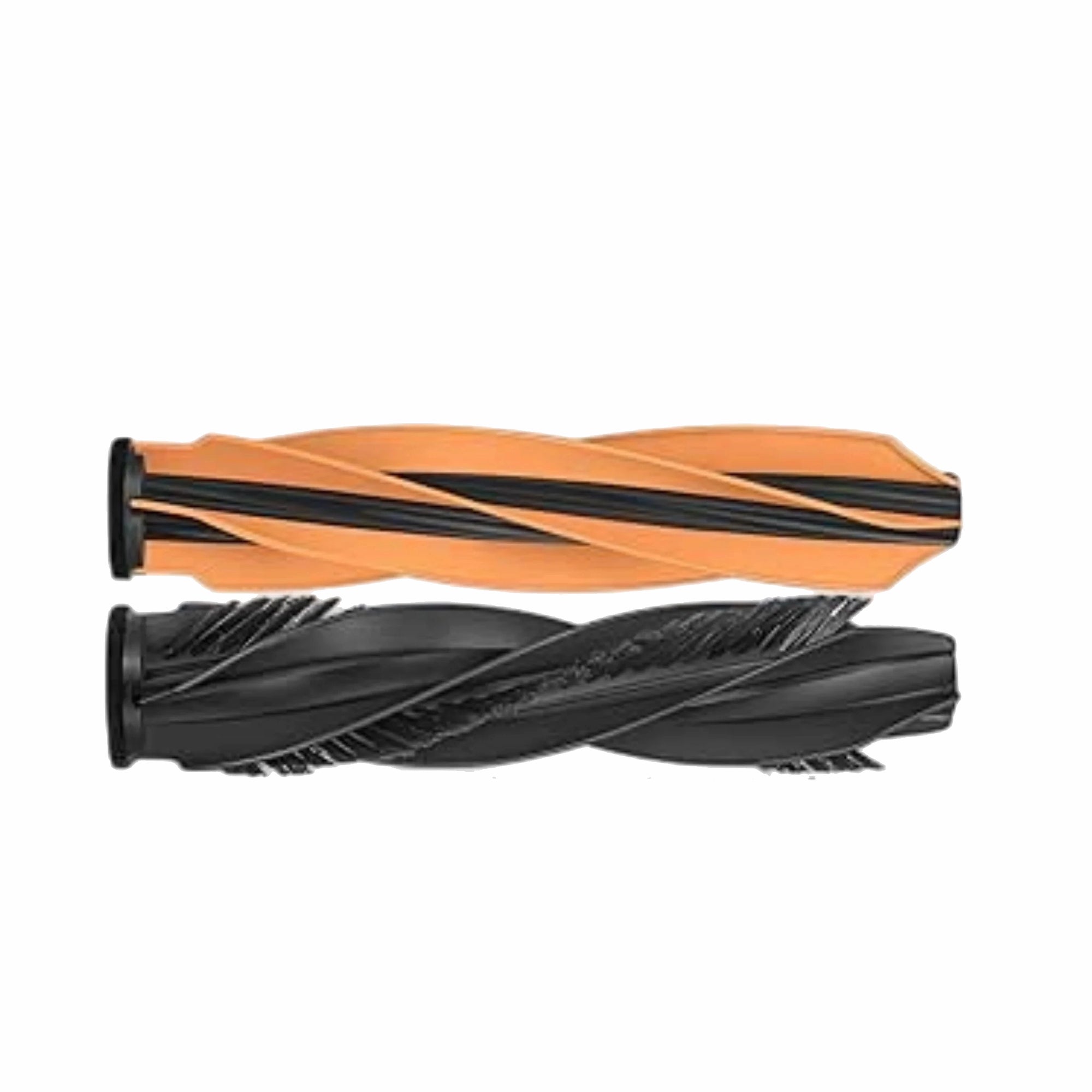 GRASHÜPFER 2er-Set Hauptbürsten für kompatible MOVA Saugroboter mit einer orangefarbenen und einer schwarzen Ersatzbürste.