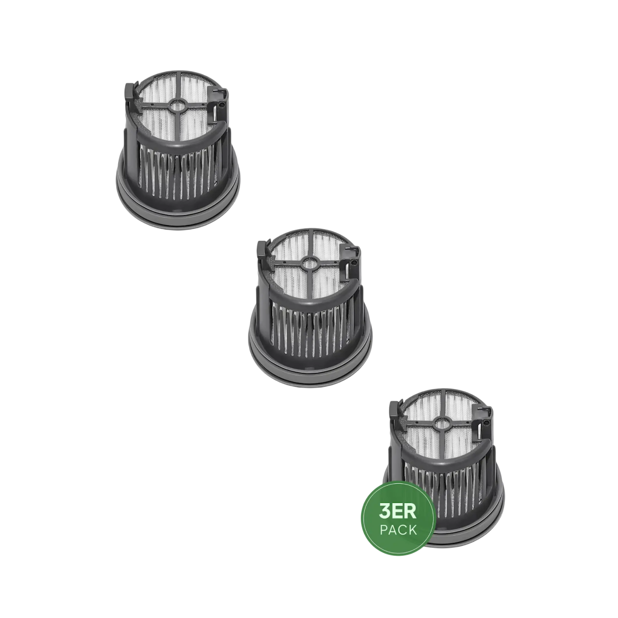 MOVA X4 Pro und MOVA X4 Plus Wischsauger HEPA-Filter von Grashüpfer sind im 3er Set nebeneinander zu sehen.