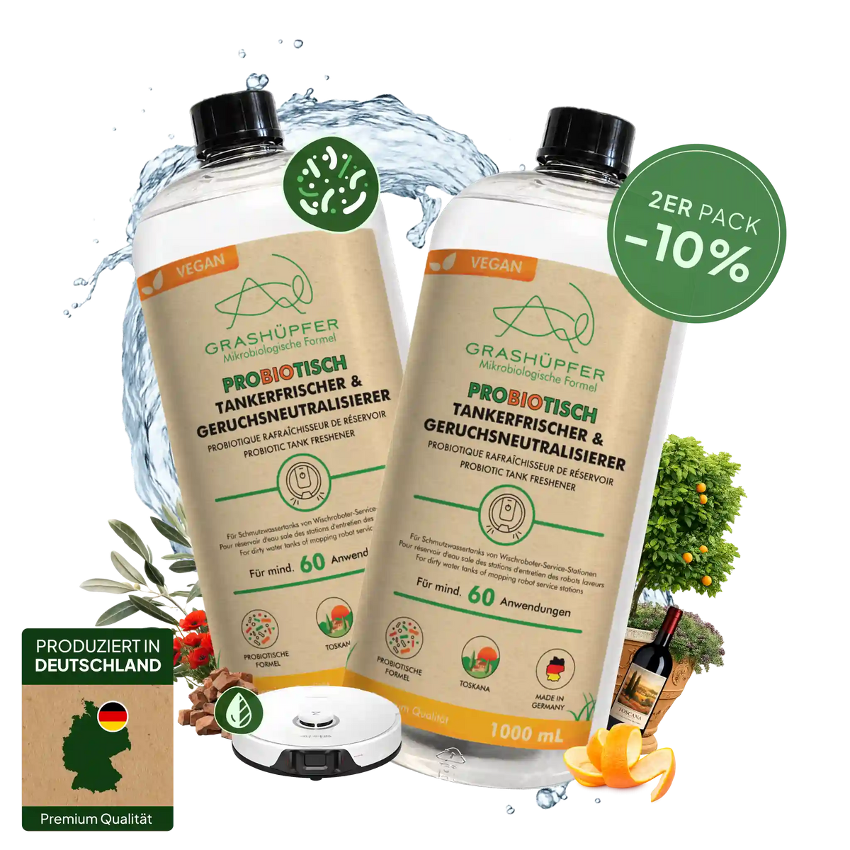 GRASHÜPFER probiotischer Tankerfrischer und Geruchsneutralisierer Toskana im 2er-Set mit 10 % Rabatt.