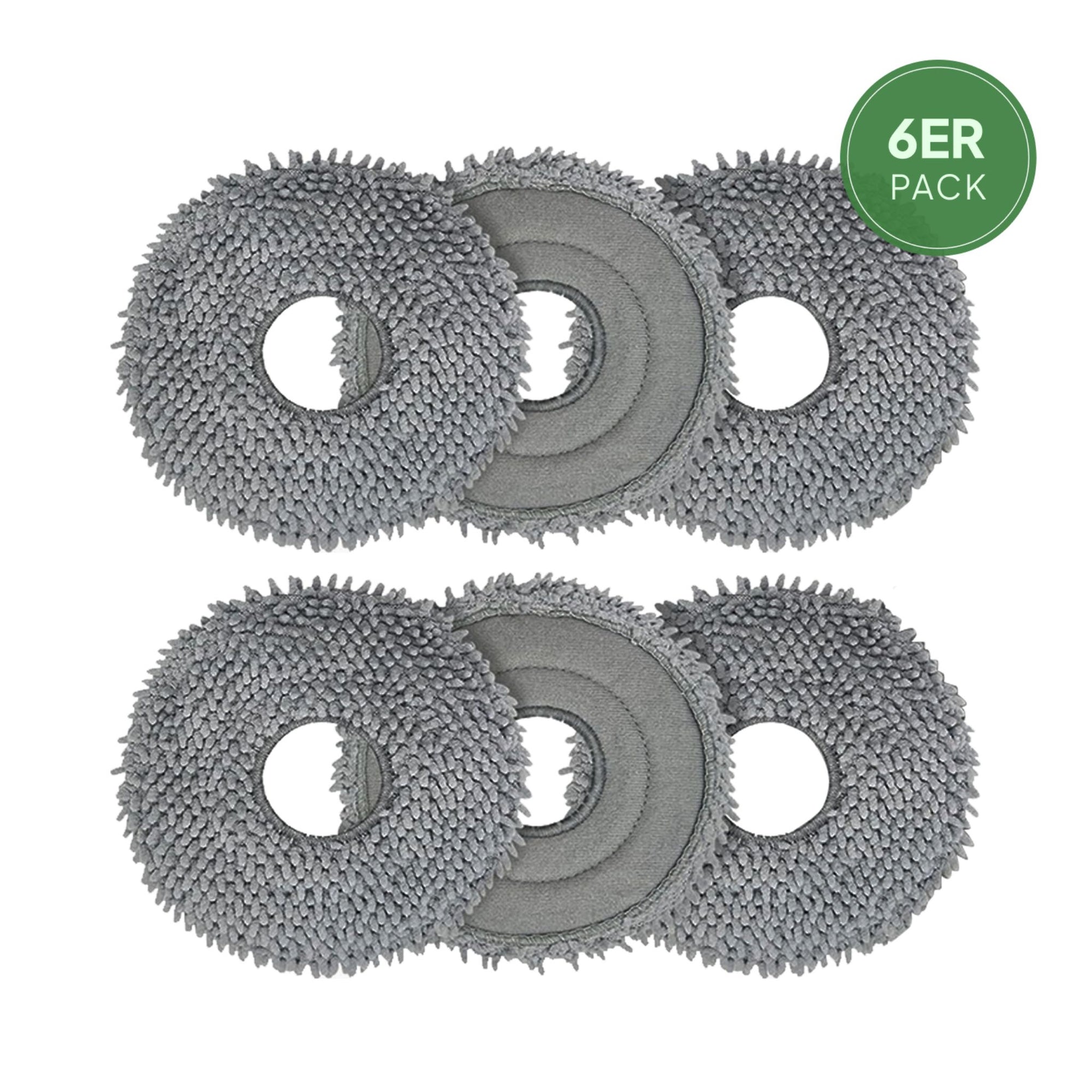 Grashüpfer Roborock Saros 10 R und Z70 Wischpads im 6er-Set, dunkelgraue Mikrofaser, ideal für streifenfreie Reinigung, langlebig, waschbar und wiederverwendbar für Roborock Saug-Wisch-Roboter.