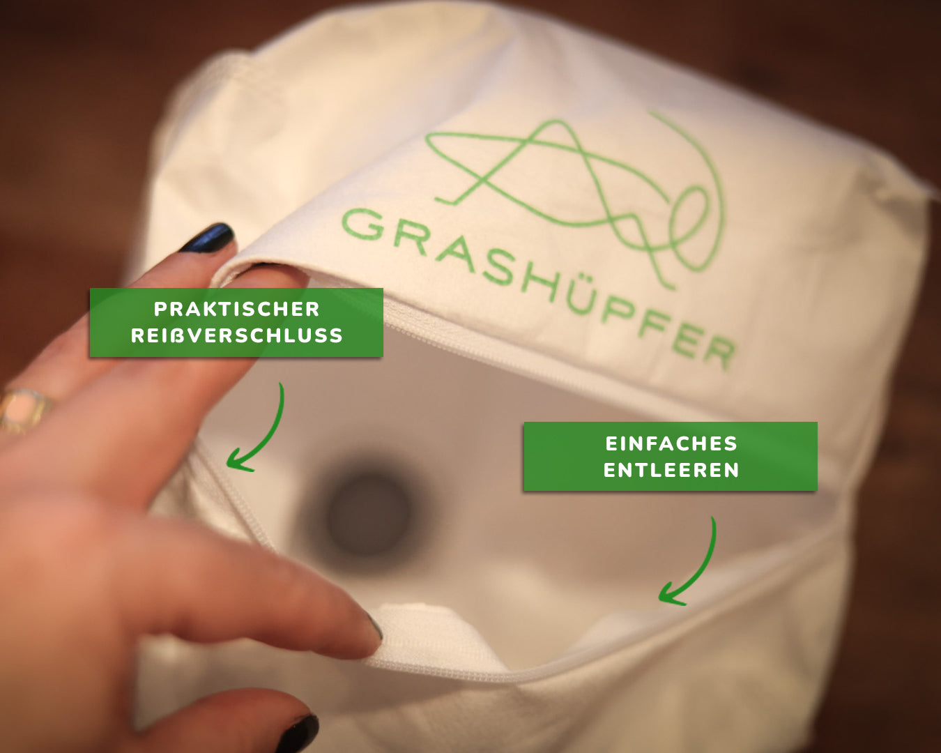 Wiederverwendbare Staubsaugerbeutel für Dreame Stationen von Grashüpfer, mit Reißverschluss zum Entleeren.